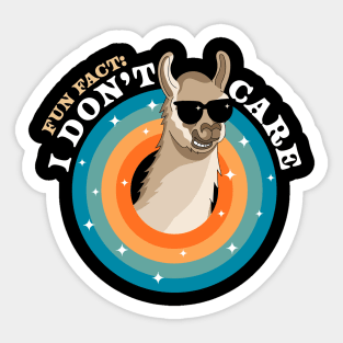 Fun Fact: I Don't Care | Funny Sassy Llama Alpaca Sarcastic Sticker